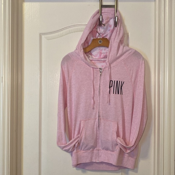 Victoria Secret PINK Lightweight Light Pink Perfect Zip Hoodie Size Medium EUC - Picture 2 of 14